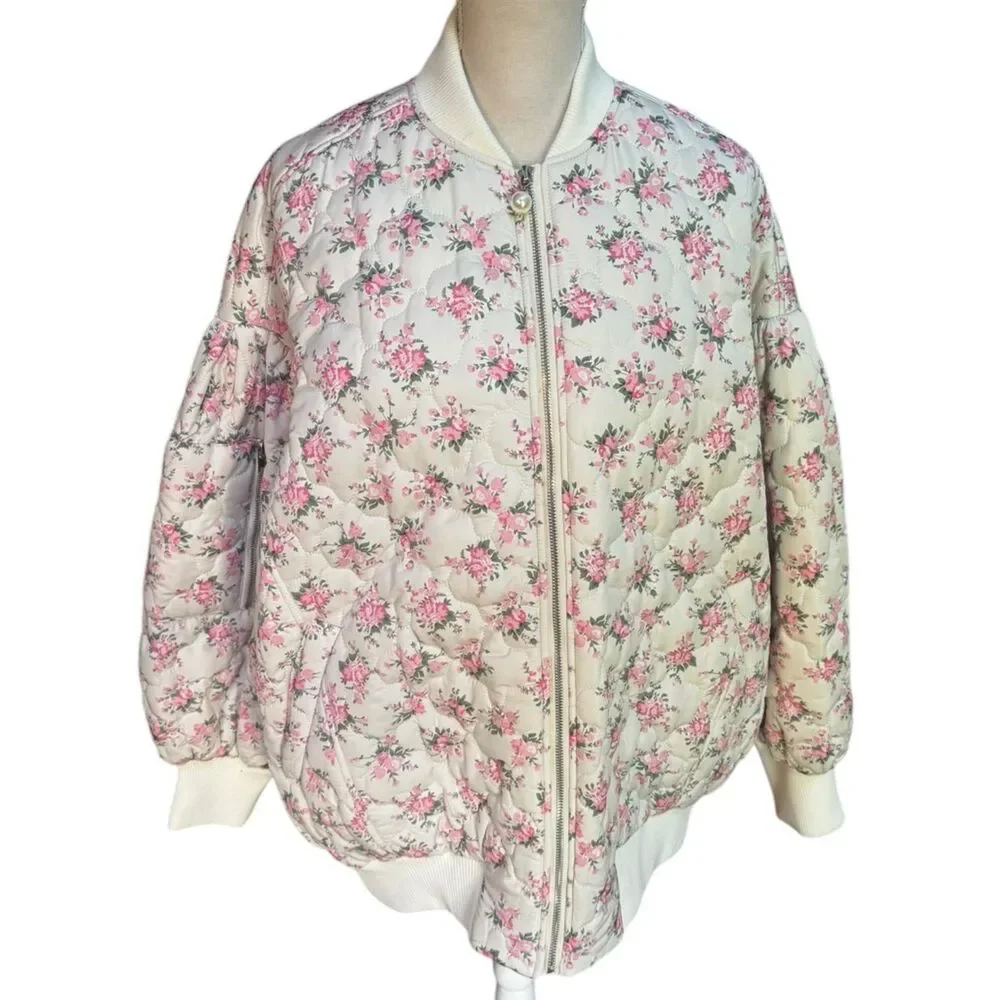 MABLE MALLORY OVERSIZED
BOMBER JACKET Floral M NWOT - Picture 2 of 6